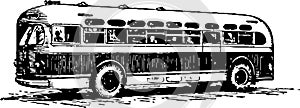 Old school bus drawn in pencil